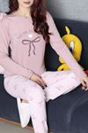 Kadın Süprem Baskılı Pijama Takımı Açıkpudra