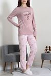 Kadın Süprem Baskılı Pijama Takımı Açıkpudra