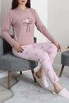 Kadın Süprem Baskılı Pijama Takımı Açıkpudra