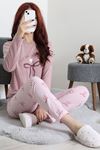 Kadın Süprem Baskılı Pijama Takımı Açıkpudra