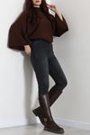 Kadın Beli Lastikli Dar Paça Kot Pantolon Koyufüme