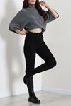 Kadın Beli Lastikli Dar Paça Kot Pantolon Siyah