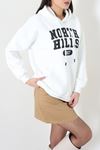 Kadın Kapşonlu Baskılı Sweat Ekru Model TV-101455