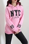 Kadın Kapşonlu Baskılı Sweat Pembe Model TV-101534
