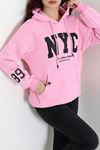 Kadın Kapşonlu Baskılı Sweat Pembe Model TV-101534