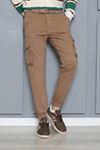 Likralı Gabardin Lastik Paça Erkek Pantolon Sütlükahve