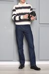 Selanik Çizgili Polo Yaka Erkek Sweatshirt Lacibeyaz