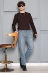 2 İplk Penye Erkek Uzun Kol Sweatshirt Açık Kahve