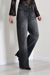 Kadın Wide Leg Kot Pantolon Füme