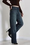 Kadın Wide Leg Kot Pantolon Yeşiltint
