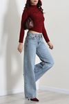 Kadın Wide Leg Kot Pantolon Buz Mavi