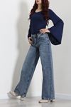 Kadın Wide Leg Kot Pantolon Mavi