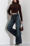 Kadın Wide Leg Kot Pantolon Yeşiltint