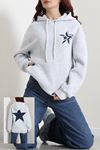 Kadın Kompakt Penye Desenli Kapşonlu Sweatshirt Grilaci