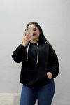 Kadın 3 İplik Şardonsuz Sweat Siyah
