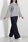 Kadın Çizgili Oysho İspanyol Kol Sweatshirt Lacivertçizgili
