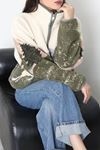 Kadın Baskılı Peluş Sweat Bejhaki