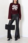 Kadın Modal Baskılı Yanlar Büzgülü Sweatshirt Bordo