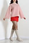 Kadın Çizgili Oysho İspanyol Kol Sweatshirt Kırmızıçizgili