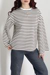 Kadın Çizgili Oysho İspanyol Kol Sweatshirt Kahveçizgili
