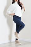 Kadın Dar Paça Lazerli Kot Pantolon Koyumavi