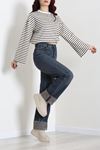 Kadın Çizgili Oysho İspanyol Kol Sweatshirt Kahveçizgili