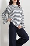 Kadın Çizgili Oysho İspanyol Kol Sweatshirt Lacivertçizgili
