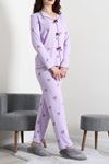 Kadın Kadife Yüzey Waffle Pijama Takımı Lila