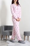 Kadın Kadife Yüzey Waffle Pijama Takımı Pembe