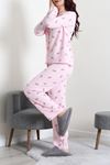 Kadın Kadife Yüzey Waffle Pijama Takımı Pembe