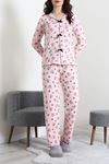 Kadın Kadife Yüzey Waffle Pijama Takımı Pudra