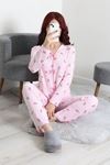 Kadın Kadife Yüzey Waffle Pijama Takımı Pembe