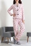 Kadın Kadife Yüzey Waffle Pijama Takımı Pudra