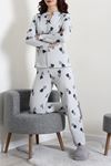 Kadın Kadife Yüzey Waffle Pijama Takımı Gri