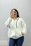 Kadın 3 İplik Şardonsuz Fermuarlı Sweat Ekru
