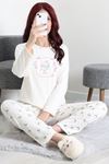Kadın Şardonlu Milan Pijama Takımı Ekru