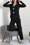 Kadın Waffle Pijama Takımı Siyah