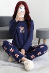Kadın Şardonlu Milan Pijama Takımı Lacivert
