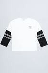 Erkek 2 İplik Salaş Kol Detay Baskılı Sweatshirt Beyaz