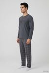 Süprem Erkek Baskılı Pijama Takımı Antrasit