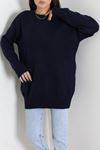 Kadın Oversize Triko Kazak Lacivert
