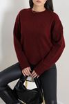 Kadın Oversize Triko Kazak Bordo