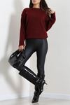 Kadın Oversize Triko Kazak Bordo