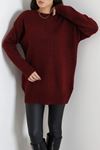 Kadın Oversize Triko Kazak Bordo