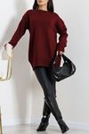 Kadın Oversize Triko Kazak Bordo