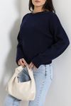 Kadın Oversize Triko Kazak Lacivert
