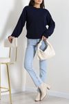 Kadın Oversize Triko Kazak Lacivert