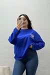 Kadın Süprem Yazılı Baskılı Sweatshirt Saksmavisi Model TV-103168