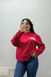 Kadın Süprem Yazılı Baskılı Sweatshirt Kırmızı Model TV-103167