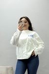 Kadın Süprem Yazılı Baskılı Sweatshirt Ekru